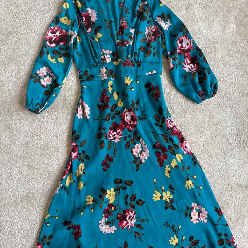 Zara Teal Floral Maxi Dress